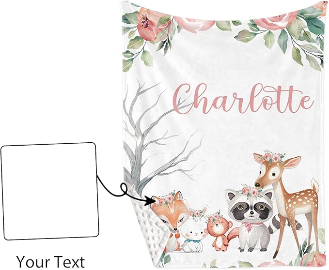 Custom Nursery Crib Bedding Set: Personalized Name 4 Piece Sika Deer & Fox Pattern Baby Crib Sets for Girls - Toddler Double Layer Blanket Set, Comfortable Crib Bed Sheets for Baby Toddlers-CubbioJoy