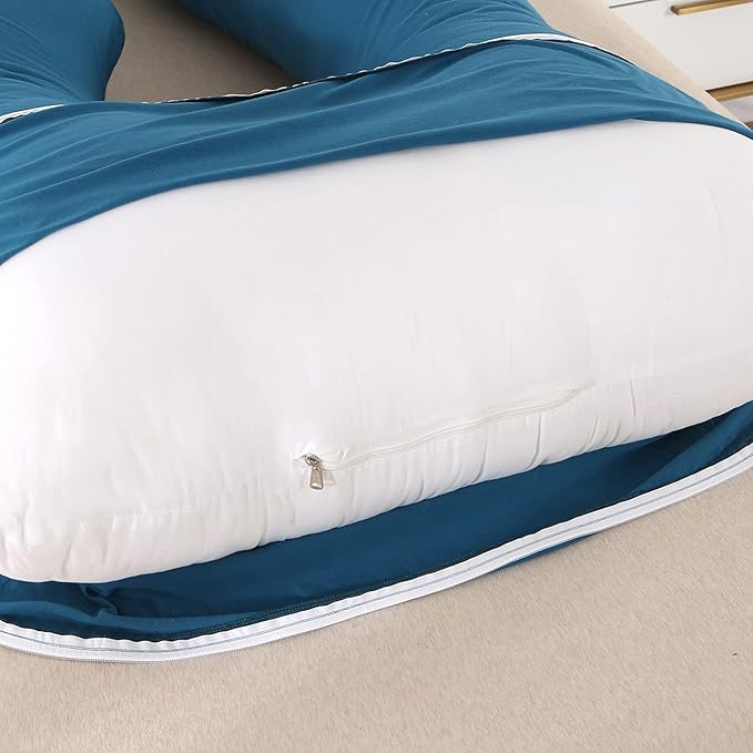 Amagoing 55 inches Pregnancy Pillow, U Shaped Maternity Full Body Pillow for Women, Support for Hip, Leg, Back Pain, Washable Jersey Cover, Double Zipper, Pregnancy Must Haves-CubbioJoy