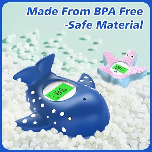 Baby Bath Thermometer, Infant Digital Water Thermometer Safety with 3 Color Backlit and Temperature Warning, Room Thermometers Floating Toy for Infant, Toddler, Bathtub, Swimming Pool (Navy Blue)-CubbioJoy