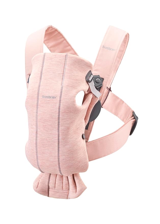 BabyBjörn Baby Carrier Mini, Light Pink, 3D Jersey | Infant Carrier (7-25 lbs), Ergonomic, Easy-to-Use-CubbioJoy