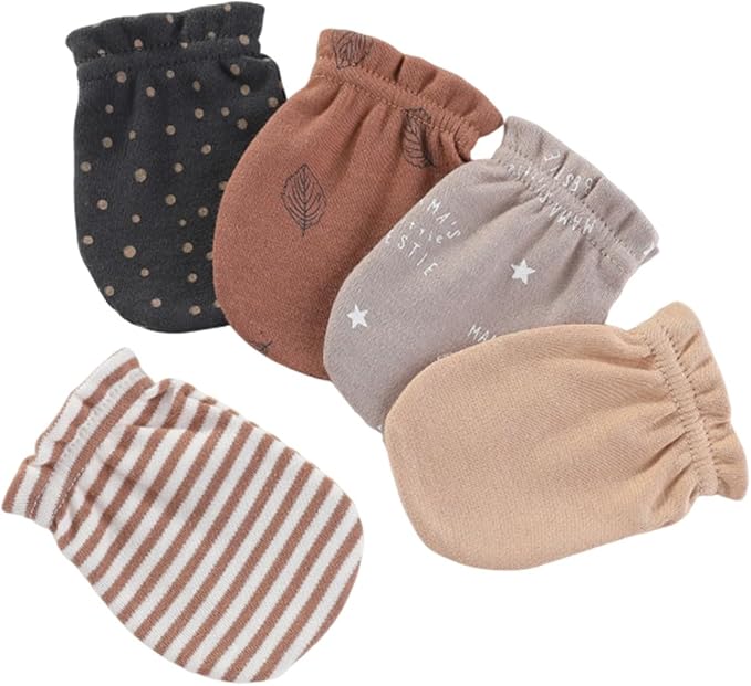 5 Pack Unisex New Born Boy Girls No Scratch Mittens Cotton Soft Baby Gloves Accessory 0-3 Months Infant Essentials-CubbioJoy