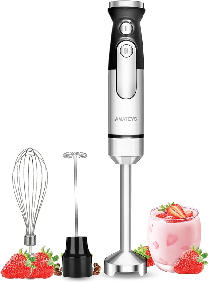 Immersion Blender Handheld,700W Hand Mixer Infinitely Variable Speeds,Multi-function Stainless Steel Stick Electric Kitchen Smoothie Blender with Detachable Whisk, Milk Frother,for Soup Puree-CubbioJoy