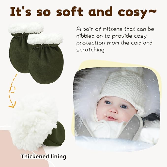 Cute Baby Mittens Newborn, No Scratch Baby Boy Mittens, Baby Girl Hat Gloves for Toddlers, Infant, Newborn-CubbioJoy