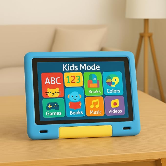 10.1 Inch Kids Tablet with Shockproof Case | Android 14, 64GB+8GB RAM, 12H Battery | Parental Control, Google Kids Space & Preloaded Educational Apps | WiFi 6, HD Display, Ages 3-12-CubbioJoy