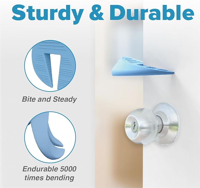 Door Pinch Guard and Stopper, Durable Silicone Finger Pinch Guard, Prevents Injuries, Slamming Doors, Kids Safety, 2 Packs Blue Upgraded-CubbioJoy