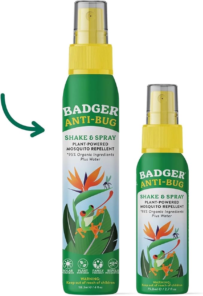 Badger Bug Spray, Family Friendly All Natural Mosquito Repellent w/Organic Essential Oils, Great Smelling Citronella Spray, Effective for 3 Hours, Deet-Free Vegan Plant Based Insect Repellent 4 fl oz-CubbioJoy