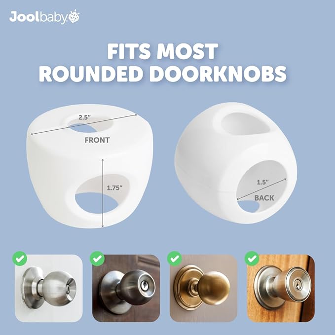 Jool Baby Door Knob Child Safety Covers (4 Pack) Prevent Kids from Opening Doors – Easy to Install-CubbioJoy
