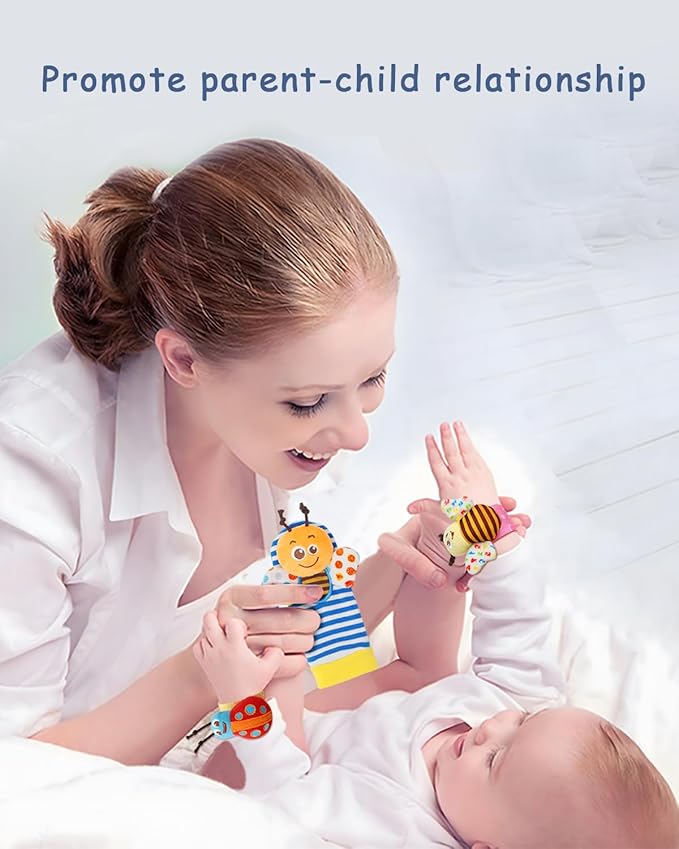 Bloobloomax Baby Rattles Toys for 0-12 Month, Infant Girl Boy Toys for Babies 3-6 Months, Newborn Hand & Foot Toys for 0 to 9 Months, Baby Shower Gifts Set with Wrist Rattle Socks-CubbioJoy