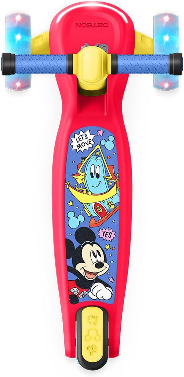 Jetson Character Kids Kick Scooter, LED Lights on Stem & Light-Up Wheels, Lightweight Frame, Height-Adjustable Handlebar, Lean-to-Steer System, Easy-Fold Mechanism-CubbioJoy