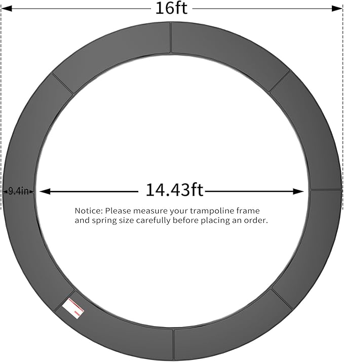 16FT/15FT/14FT/12FT/10FT Trampoline Safety Pad Replacement, Round Trampoline Spring Protection Cover, Fits 16FT/15FT/14FT/12FT/10FT Frames, Water-Resistant Trampoline Accessories-CubbioJoy