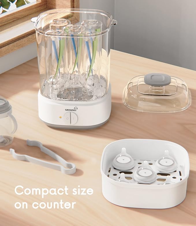 Bottle Sterilizer, Baby Bottle Steam Sterilizer, Electric Baby Bottle Sanitizer with Timer for Baby Bottles, Pacifiers, Pump Parts-CubbioJoy