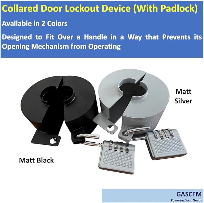 Door Knob Lockout Device. (Matt Black, 1 Padlock Included). Door Handle Lock - Prevents Doorknobs from Turning and Access to Keyhole. Childproof Door Knob Cover.-CubbioJoy