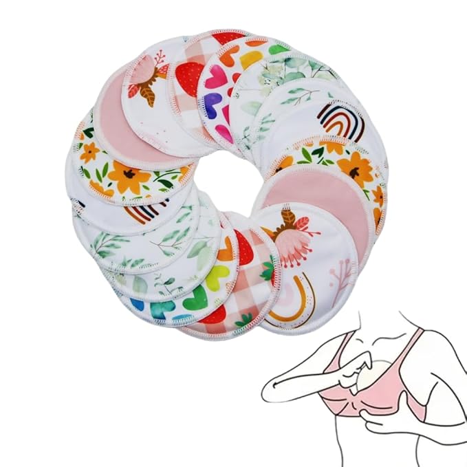 8 pcs(4 Pairs) Random Prints Breast Pads for Nursing Mothers, Reusable and Washable (8pcs Random Prints)-CubbioJoy