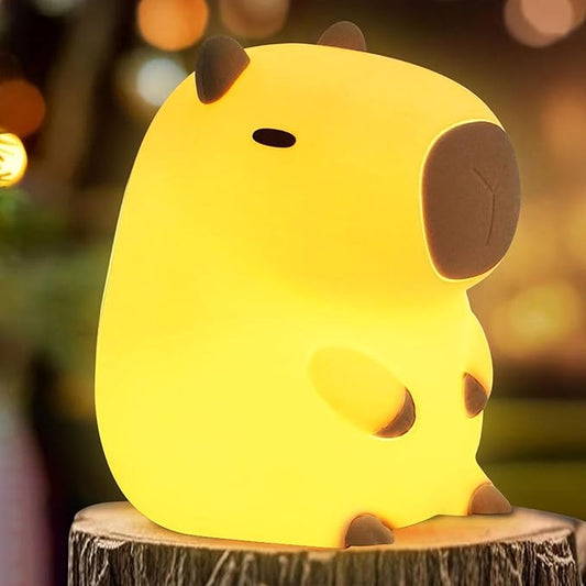 Cute Capybara Night Light, LED Squishy Novelty Animal Night Lamp,2 Levels Dimmable/Timer Nursery Nightlight for Kids, Rechargeable Touch Bedside Lamp, Bedroom/Dorm Decor, Baby Boys Girls Gifts-CubbioJoy