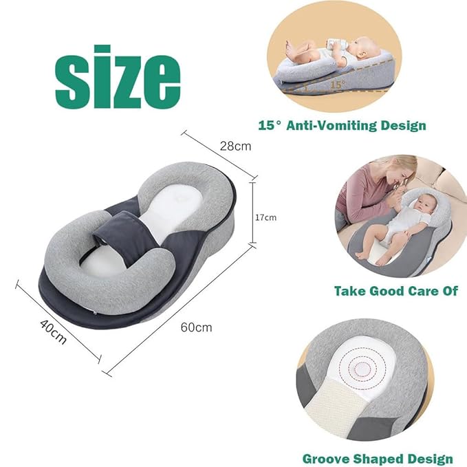 Baby Lounger Pillow, Adjustable Strap Incline Cushion for Breastfeeding & Bottle Time for Tummy Play-CubbioJoy