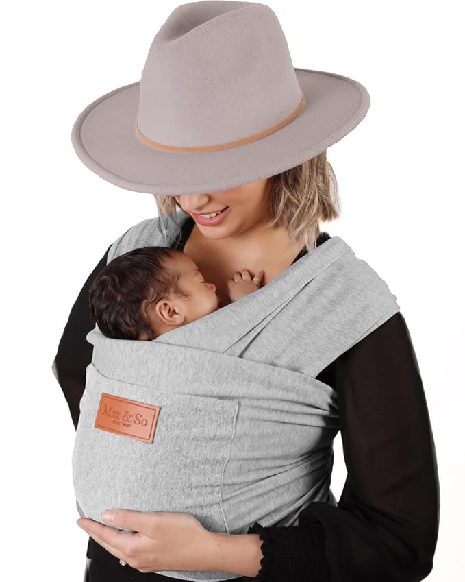 Baby Wrap Carrier - Premium Cotton Baby Carrier Wrap for Newborn to Toddler- Infant Carrier- Baby Holder One Size Fits All with Front Pocket (Grey) by Max&so-CubbioJoy