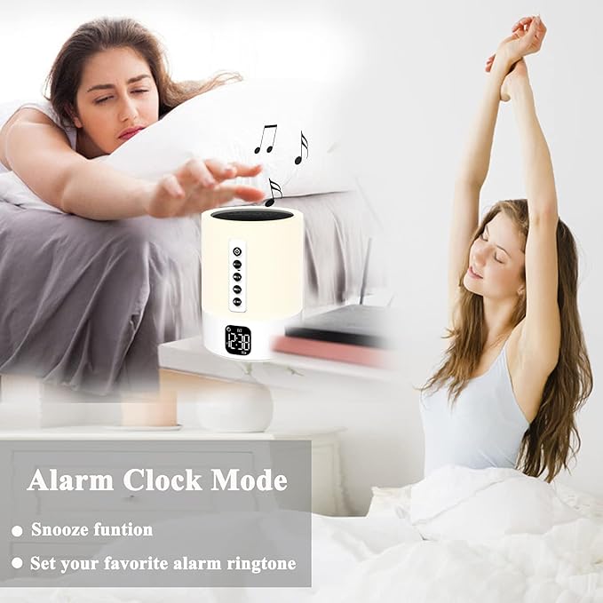 Alarm Clock Bluetooth Speaker, Night Light White Noise Machine Touch Bedside Lamp with Alarm Clock for Kids Multi-Color Changing Night Light Xmas Gifts for Teenage Girls Boys Women Teen Girl Gifts-CubbioJoy