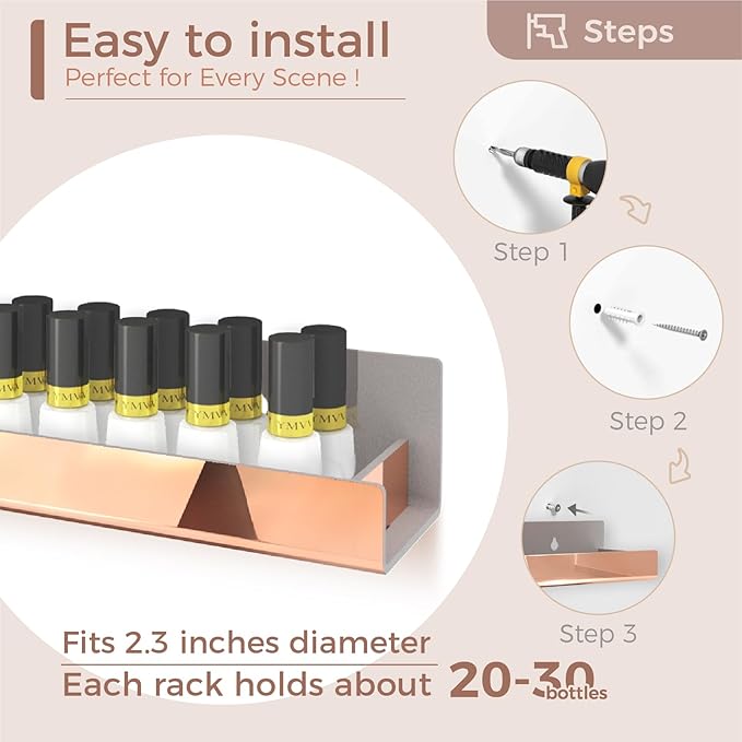 4 Pack 15 Inch Rose Gold Reflective Acrylic Shelves, Rose Gold Floating Shelves, Modern Sunglasses Essential Oil Picture Ledge Display Toy Storage Shelf-CubbioJoy