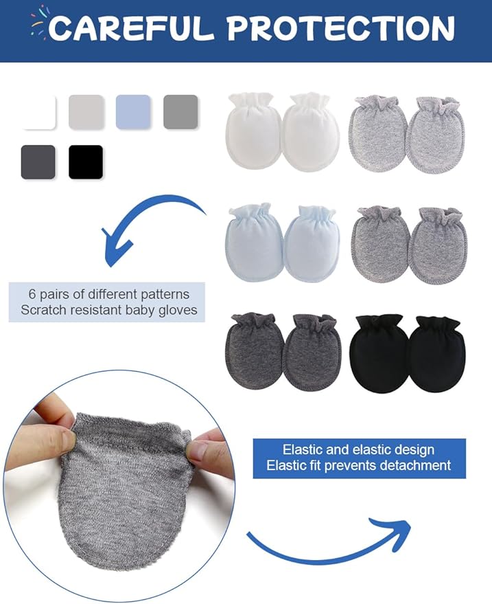 Cute Baby Mittens Newborn, No Scratch Baby Boy Mittens, Baby Girl Hat Gloves for Toddlers, Infant, Newborn-CubbioJoy