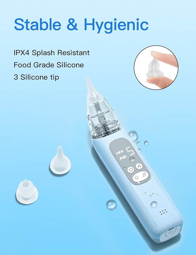 Baby Nasal Aspirator, Electric Nose Sucker with 5 Levels Suction, Soothing Light & Nursery Rhymes-CubbioJoy