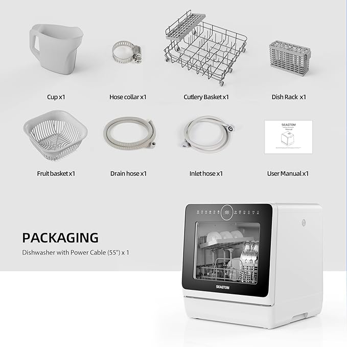 Countertop Mini Portable Dishwasher Tabletop Small Dishwasher with 5L Built-in Water Tank No HookupNeeded, Baby Care & Air-Drying Function，3 Place Set Capacity for Apartments Dorms Camping RVs-CubbioJoy