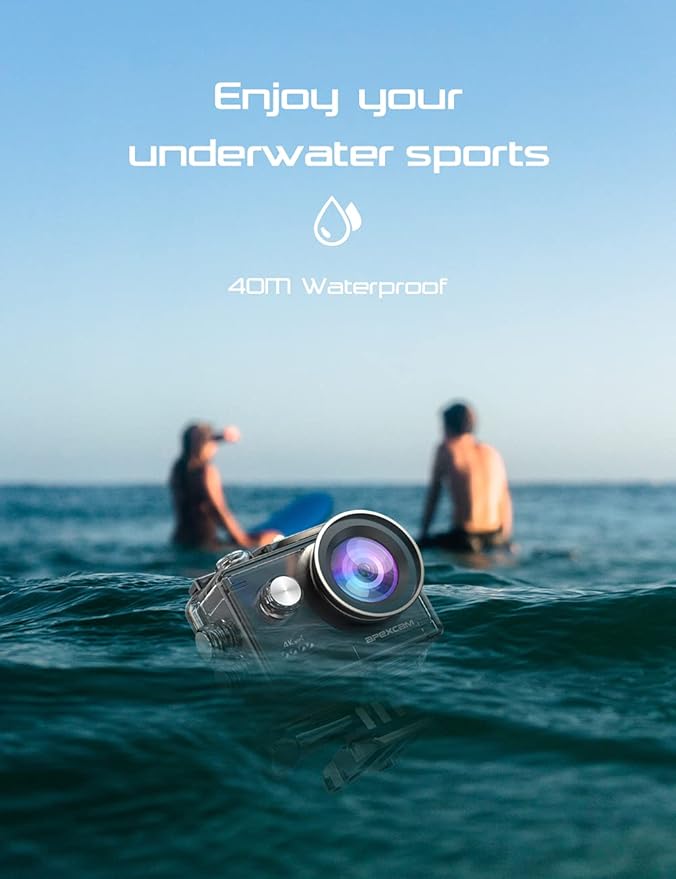 Apexcam Action Camera 4K with 64G SD Card Sport Cameras 20MP 131FT Waterproof Underwater Camera 170°Wide-Angle WiFi Camera with 2.4G Remote Control, 2 Batteries, Mounting Accessories Kits-CubbioJoy