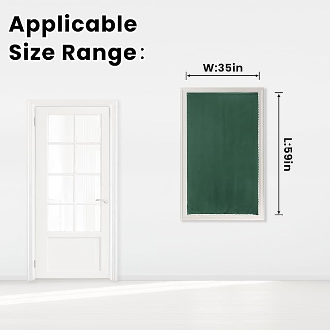 Blackout Curtains for Bedroom Stick On Curtains Window Shades Pull Down Blackout Window Cover No Drillng Self Adhesive Curtains No Rod Small Curtain, 35" W X 59" L, Dark Green, 1 Panel-CubbioJoy