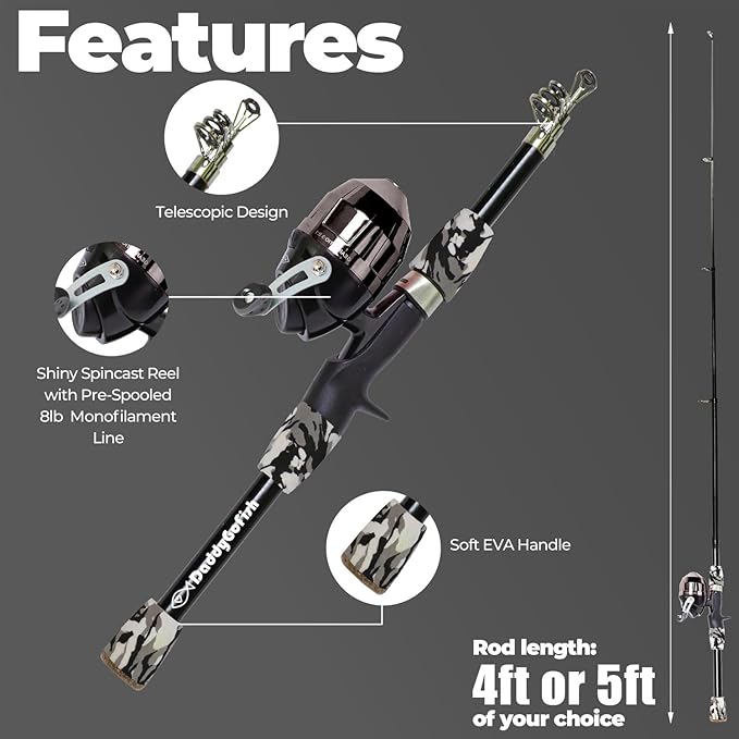 DaddyGoFish Kids Fishing Pole - Rod Reel Combo Tackle Box Starter Set - First Year Small Gear Kit for Boys Girls Toddler Youth Age Beginner Little Children-CubbioJoy