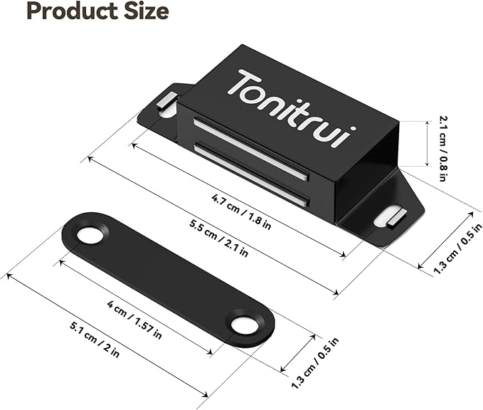 Cabinet Door Magnet, Flat Bottom Cabinet Magnetic Catch with Adhesive, Easy to Install,Only Takes 1 Minute,35lb Magnetic Cabinet Door Drawer Latch(Black, 12Pack)-CubbioJoy