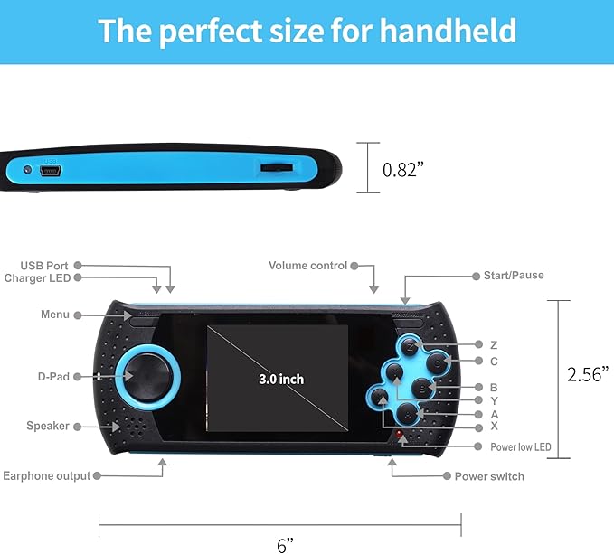 16 Bit Handheld Game for Kids Built-in 230 HD Classic Retro Video Games USB Rechargeable 3.0 Inch Childrens Travel Electronics Toys Portable Gaming Player System Gift for Boys Girls Ages 4-8-12-CubbioJoy