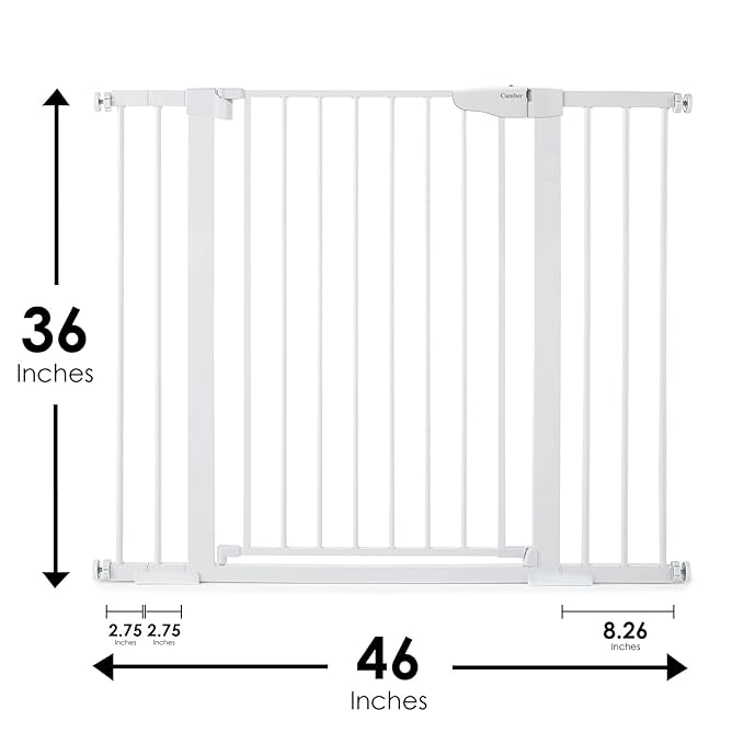 Cumbor 36" Extra Tall Baby Gate for Dogs and Kids with Wide 2-Way Door, 29.7"- 46" Width, and Auto Close Personal Safety for Babies and Pets, Fits Doorways, Stairs, and Entryways, White-CubbioJoy