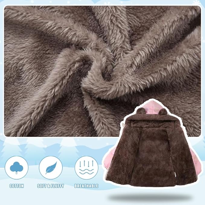 Infant Baby Winter Coat Bear Hooded Jacket Warm Fleece Snowsuit Windproof Outerwear for Toddler Boy Girl 9M-4T-CubbioJoy