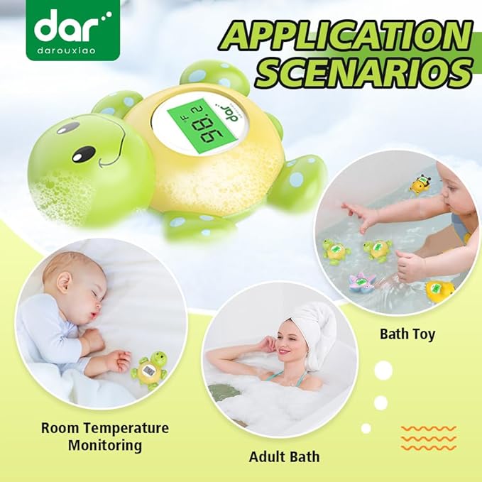 Baby Bath Thermometer, Digital Water Temperature Thermometers with 3 Color Backlit and Temperature Warning, Safety Bath Tube Thermometers Floating Toy for Infant, Toddler-CubbioJoy
