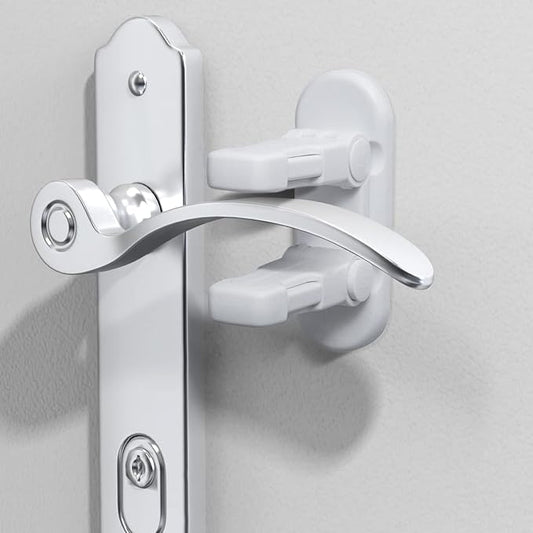 Door Lever Lock (3 Pack) Door Locks for Kids Safety, Baby Proofing Door Knob Child Proof Door Knob Covers, Child Safety Locks for Doors, with 3M Adhesive, for Doors, Windows, Bathtubs, Faucets (White)-CubbioJoy