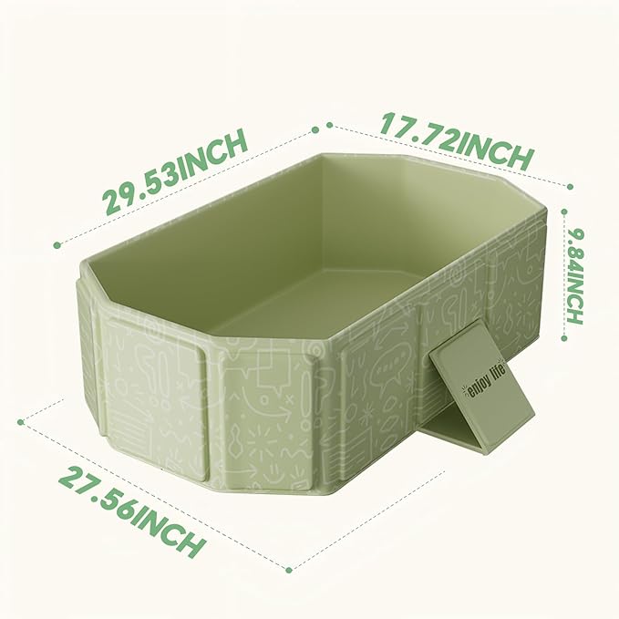 Baby Foldable Kids Bathtub for Infants to Toddler with Non-Slip Base,Easy Storage,Perfect for Small Spaces,Graffiti Green-CubbioJoy