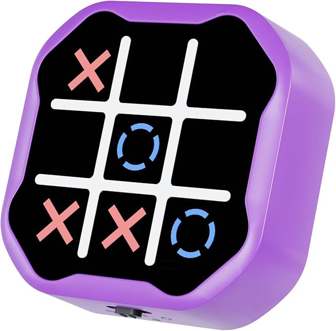 3 in 1 Electronic Tic Tac Toe Game, Handheld Digital Tic Tac Toe Bolt Game with Silent Mode, Portable Learing Toy Gift for Kids & Adults, Purple(One Pack)-CubbioJoy