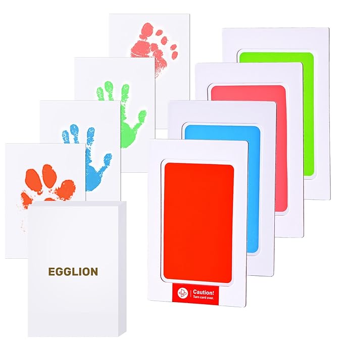 4-Pack Inkless Baby Hand and Footprint Kit with Mess-Free Ink Pad – Baby Safe Ink Pad for Hand, Foot & Paw Prints – Newborn Footprint & Paw Print Kit for Dogs and Cats – 16 Cards(Candy)-CubbioJoy