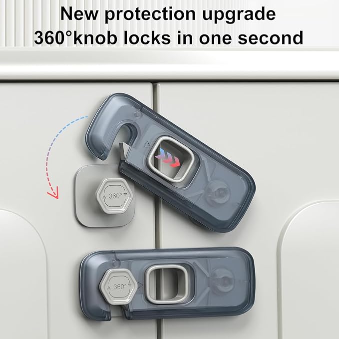 5 Pack Child Proof Refrigerator Lock, QYESWHSR Fridge Locks for Kids with Sticky Adhesive Pads, Child Safety Locks for Doors, RV Refrigerator, Oven Lock Child Safety Baby Cabinet Locks - Clear Updated-CubbioJoy