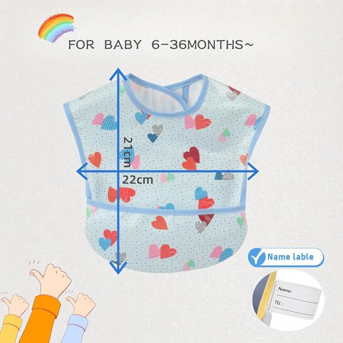 Baby bibs Waterproof Toddler bib - Feeding bib with Pocket for Infant Boy Girl Washable 6-36M-CubbioJoy