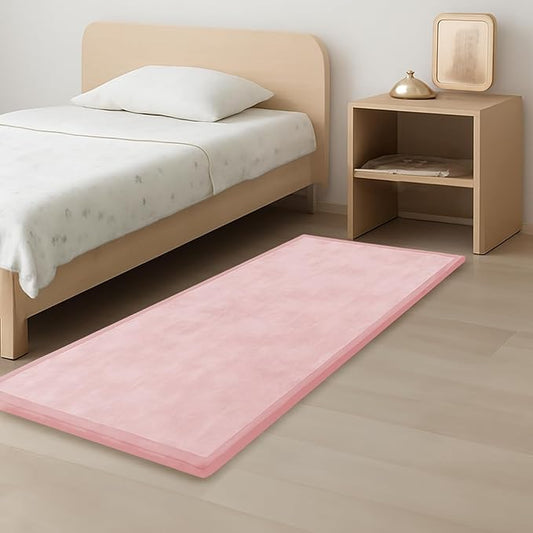 Baby Play Mat for Kids Room,Extra Thick Elasti-Foam Anti-Fall Cushion Mat for Babies,Toddlers,Infants,Water-Repellent&Non-Slip Bedroom Bedside Rugs(Pink)-CubbioJoy