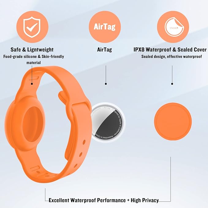 4 Pack Waterproof AirTag Bracelet for Kids, Hidden Silicone Wristband for AirTag, GPS Tracker Case for Air Tag Holder Strap Band for Child Toddler, Secure Anti-Loss Protection-CubbioJoy