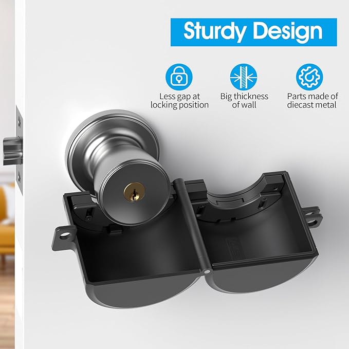 AST Door Knob Lockout Device with Passcode Padlock, Childproof Door Knob Cover, Lock Out to Smart Doorknob. Safety Cover for Faucet, Valve, Spigot. Prevent Access to Keyhole, Matte Black-CubbioJoy