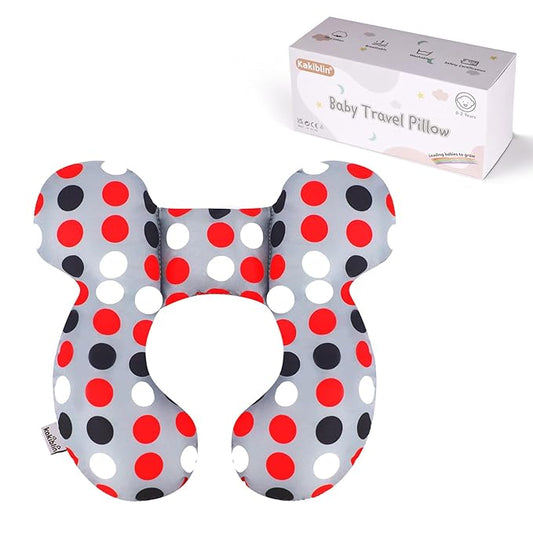 KAKIBLIN Baby Travel Pillow,Baby Neck Pillows for Car Seat,Upgraded Baby Head Pillow,Toddler Head and Neck Baby Support Pillow for Car Seat, Pushchair,Travel (Grey Pot)-CubbioJoy