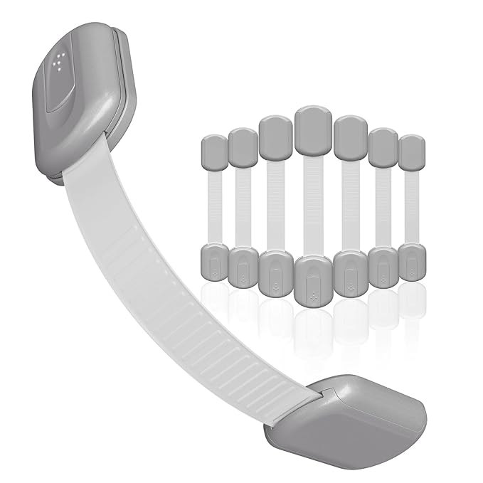 Baby Proofing Child Safety Locks (8 Pack) by Skyla Homes - The Safest, Quickest and Easiest 3M Adhesive Cabinet Latches, No Screws & Magnets, Multi-Purpose for Furniture, Kitchen, Ovens, Toilet Seats-CubbioJoy