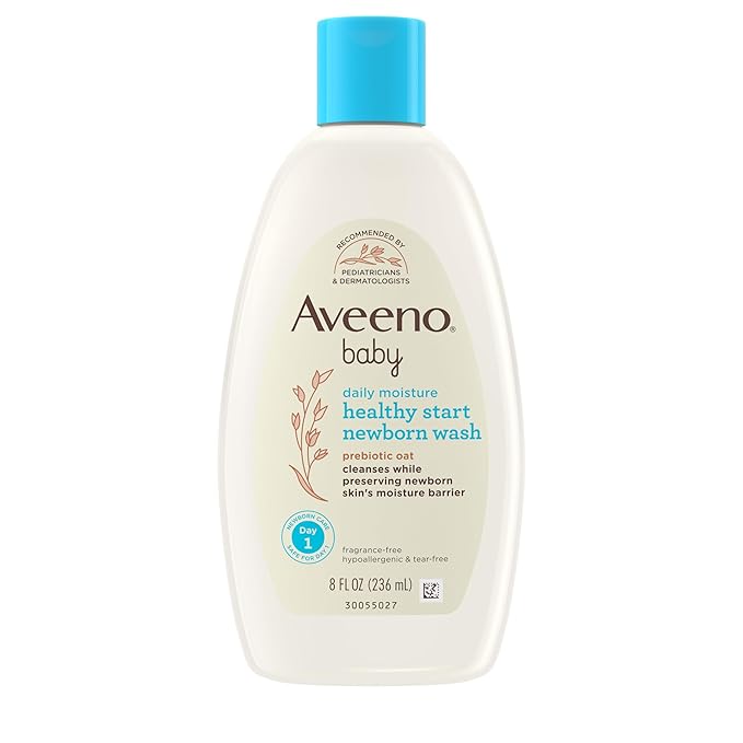 Aveeno Baby Healthy Start Nourishing Newborn Wash, Hypoallergenic Baby Body Wash with Prebiotic Oat Gently Cleanses Delicate Newborn Skin, Fragrance-Free, Tear-Free, Paraben-Free, 8 fl. oz-CubbioJoy