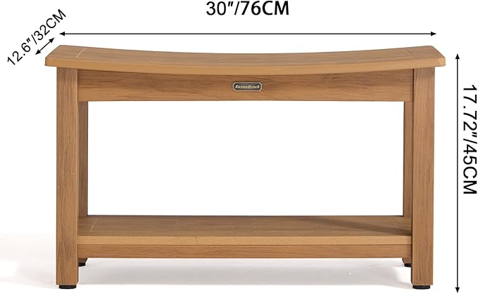 30'' Large Shower Bench Seat, Poly Lumber Bath Stool for Inside Shower Waterproof, HDPS Bathroom Chair for Shaving Legs, Non-Slip & No Maintenance, Brown, Weight Capacity 700LBS (30 x 13 Inches)-CubbioJoy