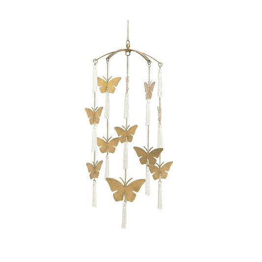 Crane Baby Handcrafted Brass Ceiling Hanging Mobile for Nursery, Butterfly Nursery Decor for Girl, 6"x 6" x 36", Baby Girl Nursery Decor, Butterfly Mobile-CubbioJoy