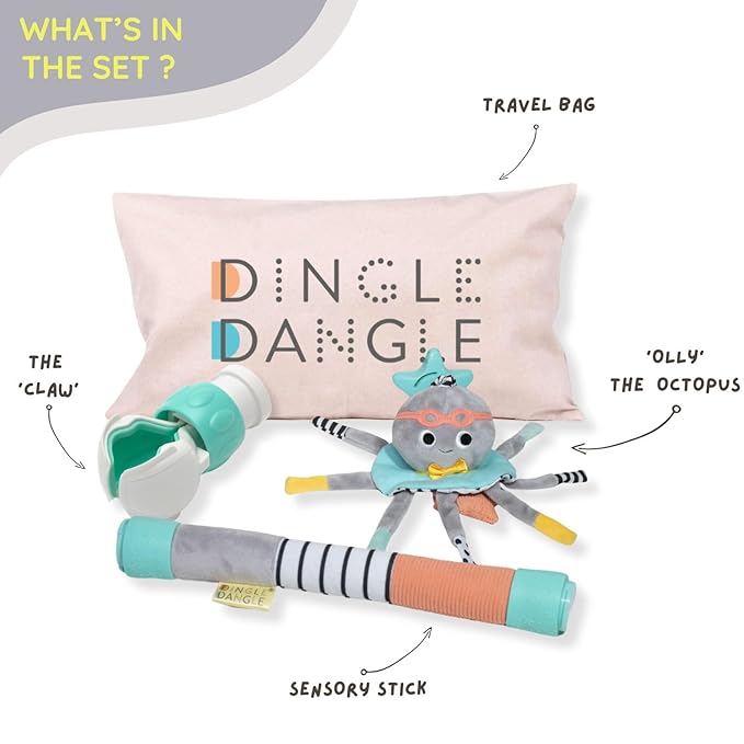 DINGLE DANGLE - Travel Mobile - Lightweight, Portable Baby Mobile - Keeping Baby Happy at Home or on the Go! Newborn Essentials Must Haves - Great Baby Registry or Shower Gift - Featured on Shark Tank-CubbioJoy