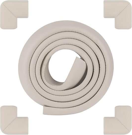 2 Pack L Shape Extra Thick Furniture Table Edge Protectors Foam Baby Safety Bumper Guard 16.4 Ft, Hearth Cushion, for Table, Fireplace, Countertop(with 8 Corners) (Gray)-CubbioJoy