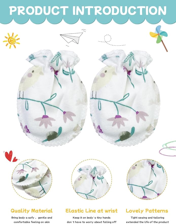 Cute Baby Mittens Newborn, No Scratch Baby Boy Mittens, Baby Girl Hat Gloves for Toddlers, Infant, Newborn-CubbioJoy